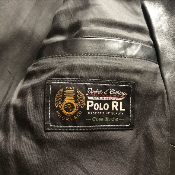 NWOT Polo Ralph Lauren Black Cow Hide Biker Leather Jacket - Picture 15 of 16